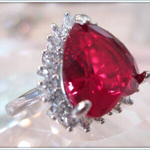 Ruby heart cut real gemstone LADIES STUNNING RING SIZE ADJUSTABLE